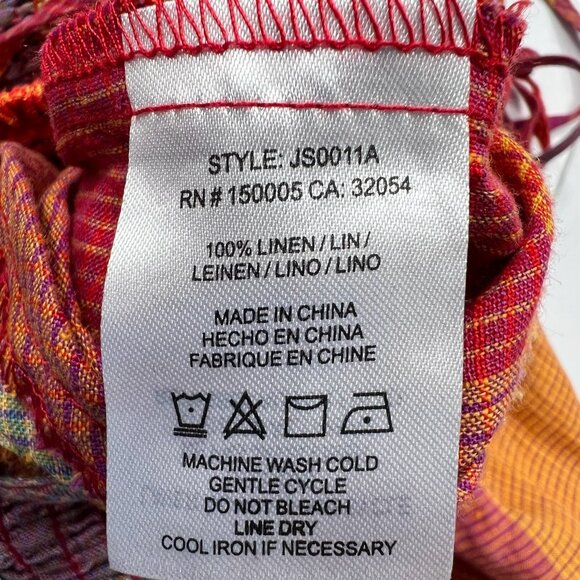 Anthropologie dRA Los Angeles Smocked Madras Plaid 100% Linen Jumpsuit Size Med - Picture 7 of 9